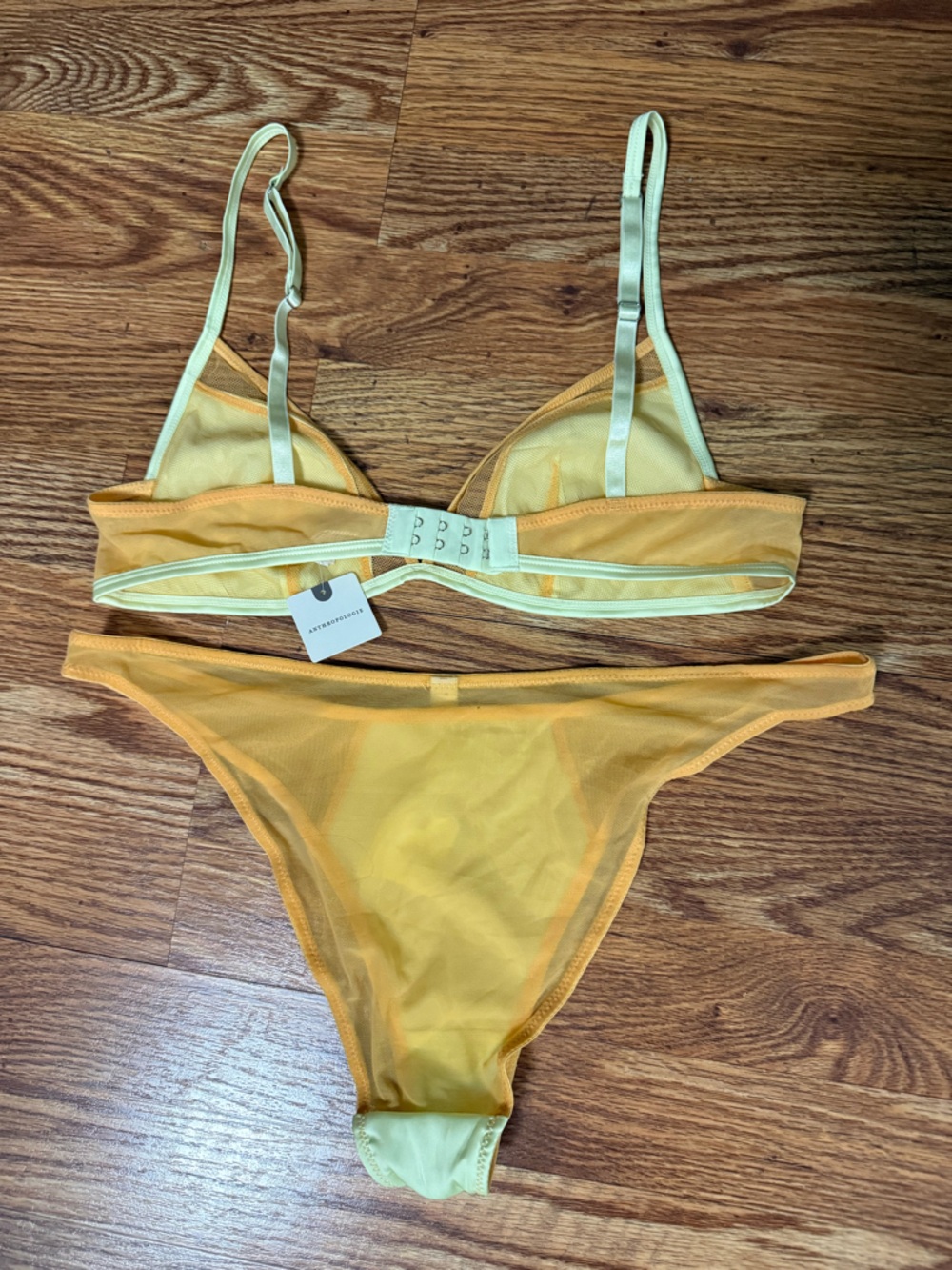 🆕 Anthropologie LyreBird Satin Mesh Bikini Briefs and Bra Set Size Small - Picture 8 of 8